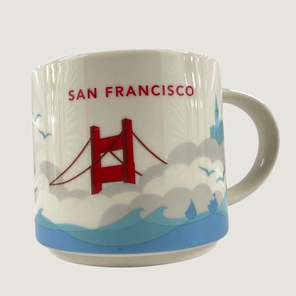 Starbucks You Are Here San Francisco 14oz Coffee Mug 2015 Golden Gate Bridge